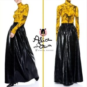 Alice + Olivia Black Leather Gown Skirt